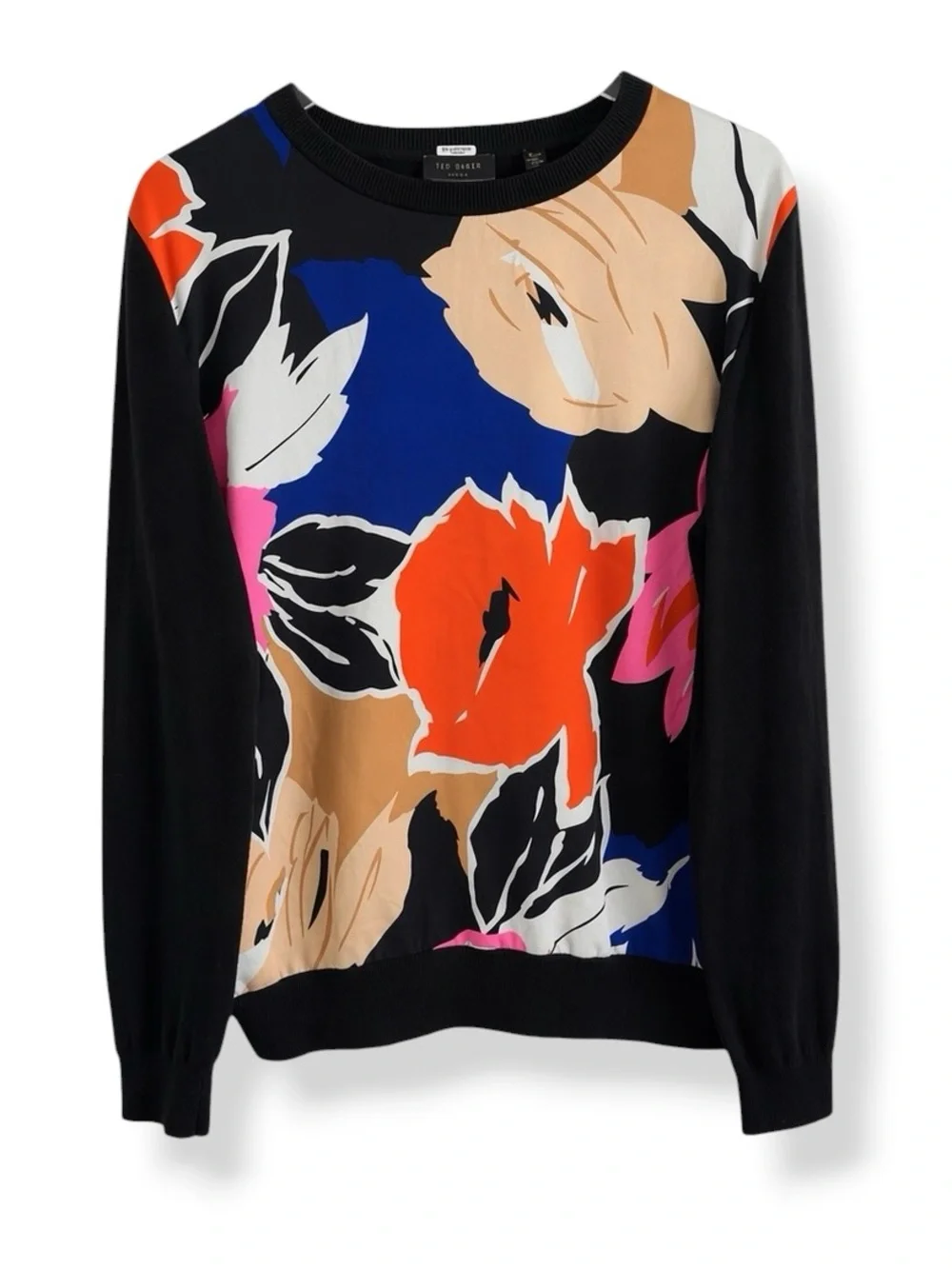 TED BAKER LONDON PAYZLEE WOVEN COLORFUL FRONT SWEATER TOP SZ 4 / US SZ 10 - Picture 11 of 12